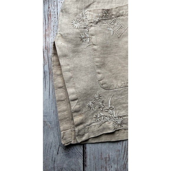 Nu Constructed Women's Vintage 100% Linen Button Down Shirt Tan Size XL - Picture 9 of 13